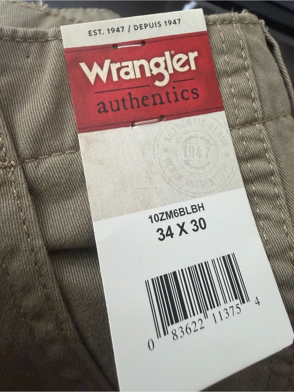 Wrangler Authentic Men’s 100% Cotton Khaki Straight-Leg Cargo Jeans - Picture 8 of 8